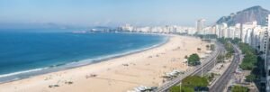 Vista aérea da Praia de Copacabana, no Rio de Janeiro.